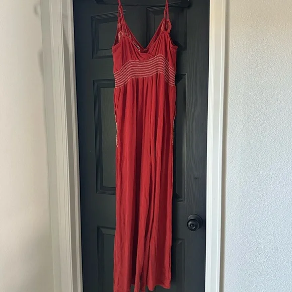 American Eagle Outfitters Red embroidered Jumpsuit - Picture 3 of 5